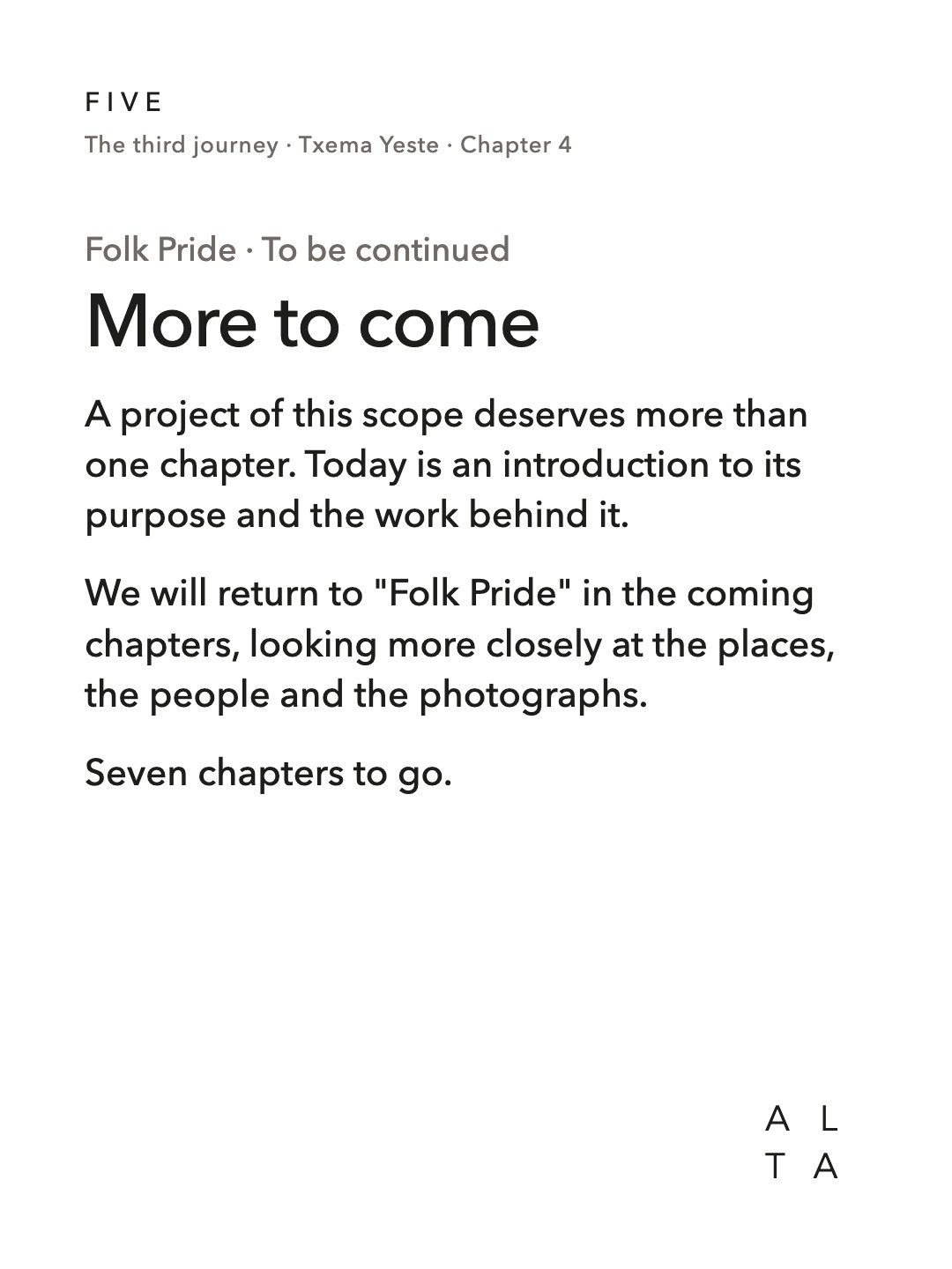 Five, Chapter 4 · Folk Pride, Part I (20/20)