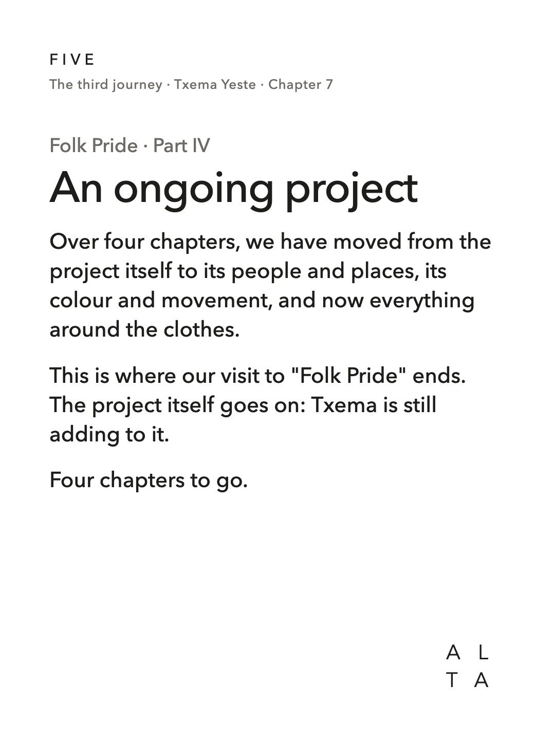 Five, Chapter 7 · Folk Pride, Part IV (20/20)