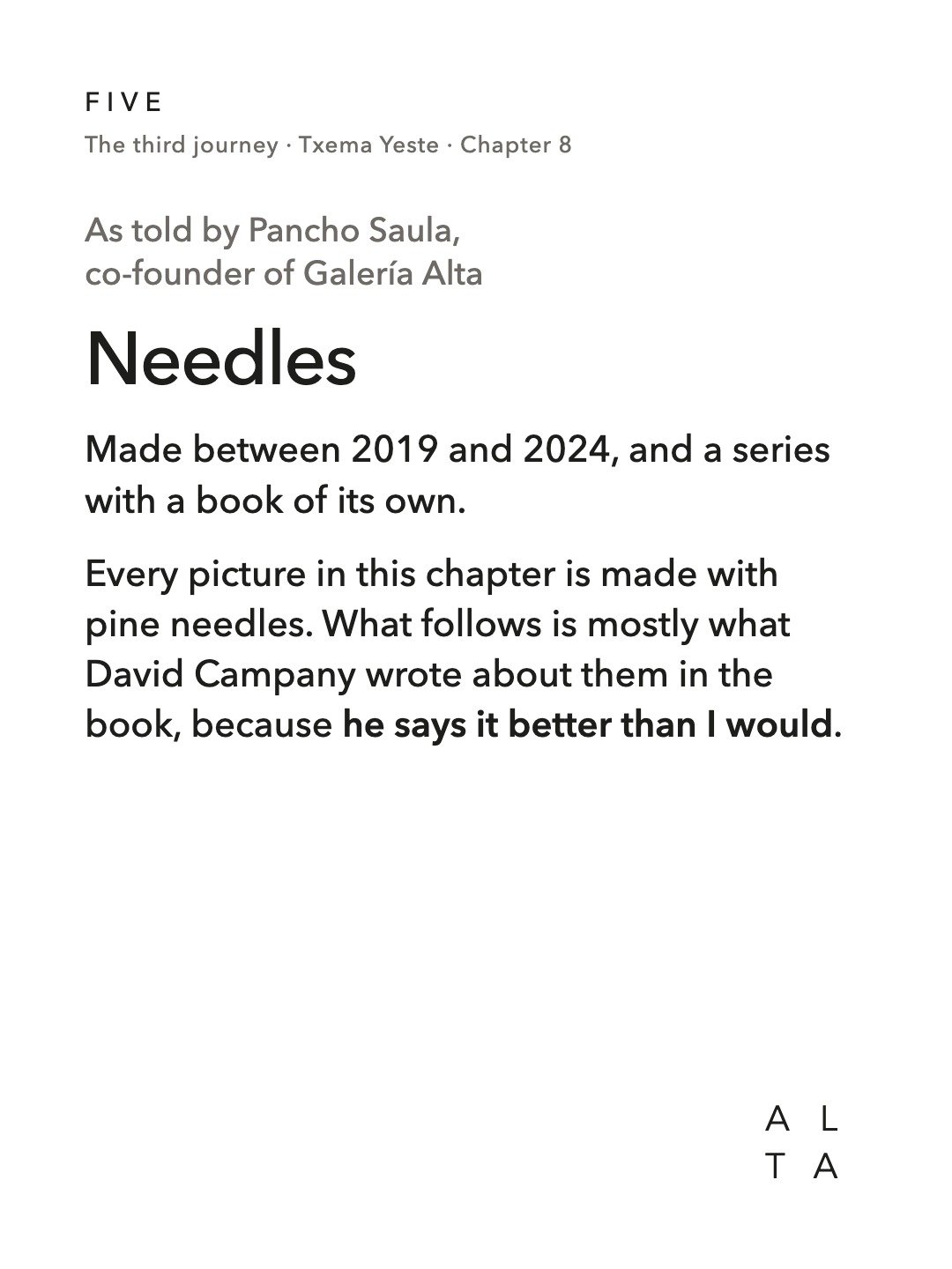 Five, Chapter 8 · Needles (2/20)