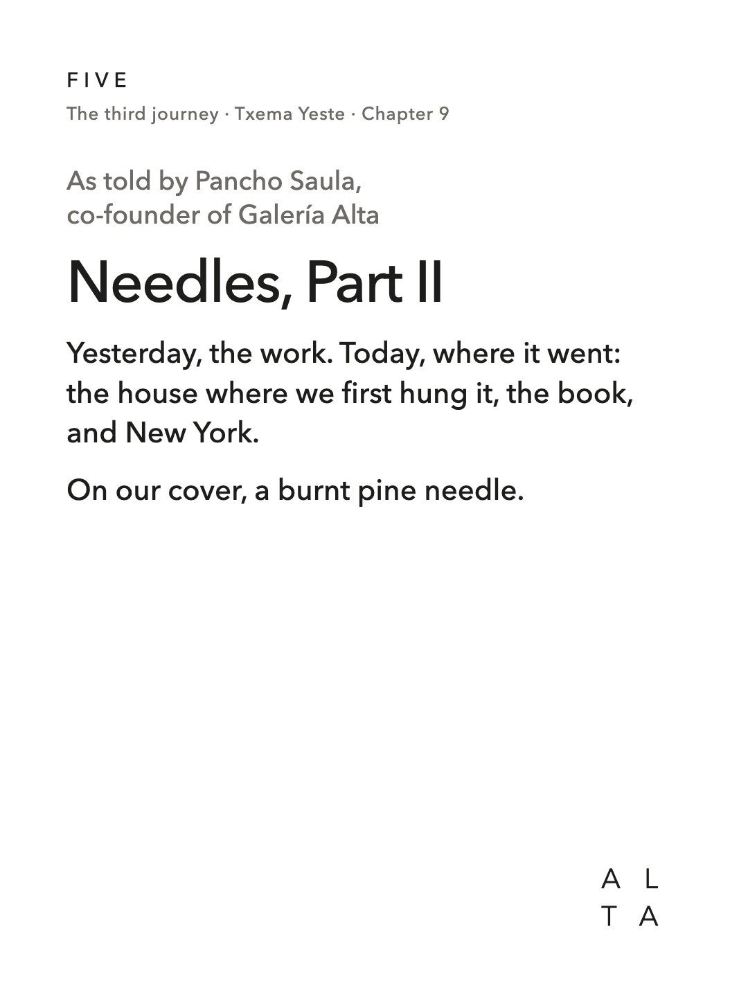 Five, Chapter 9 · Needles, Part II (2/20)