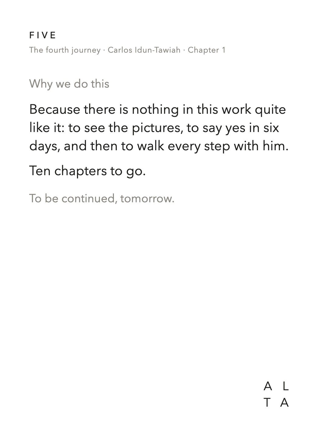 Five, Chapter 1 · Six days (20/20)