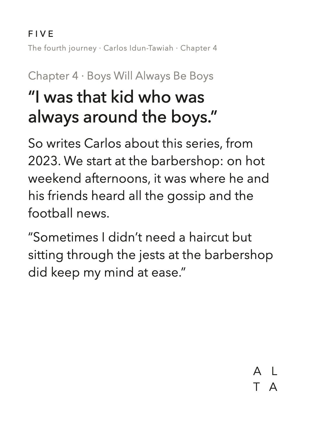 Five, Chapter 4 · Boys Will Always Be Boys (2/16)