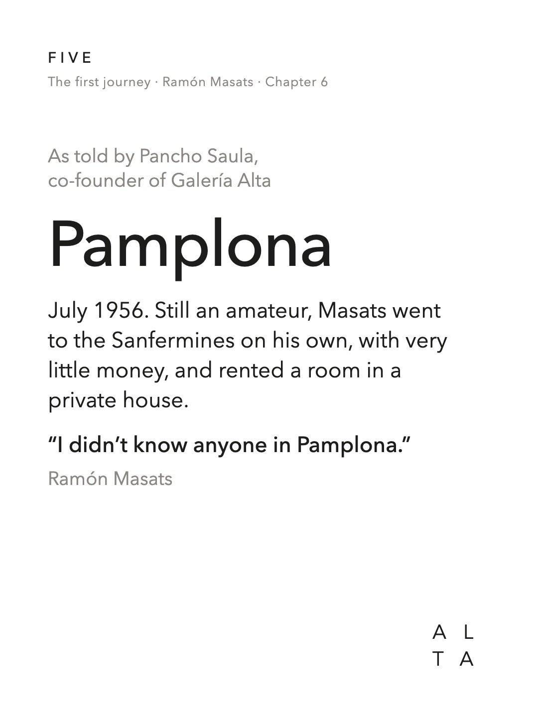 Five, Chapter 6 · Pamplona (2/20)