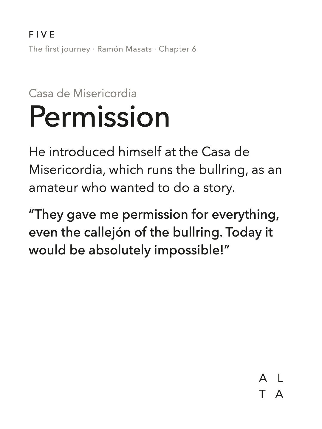 Five, Chapter 6 · Pamplona (4/20)