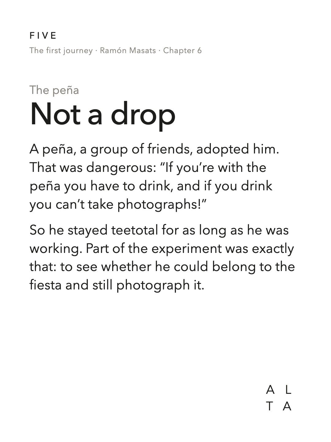 Five, Chapter 6 · Pamplona (8/20)