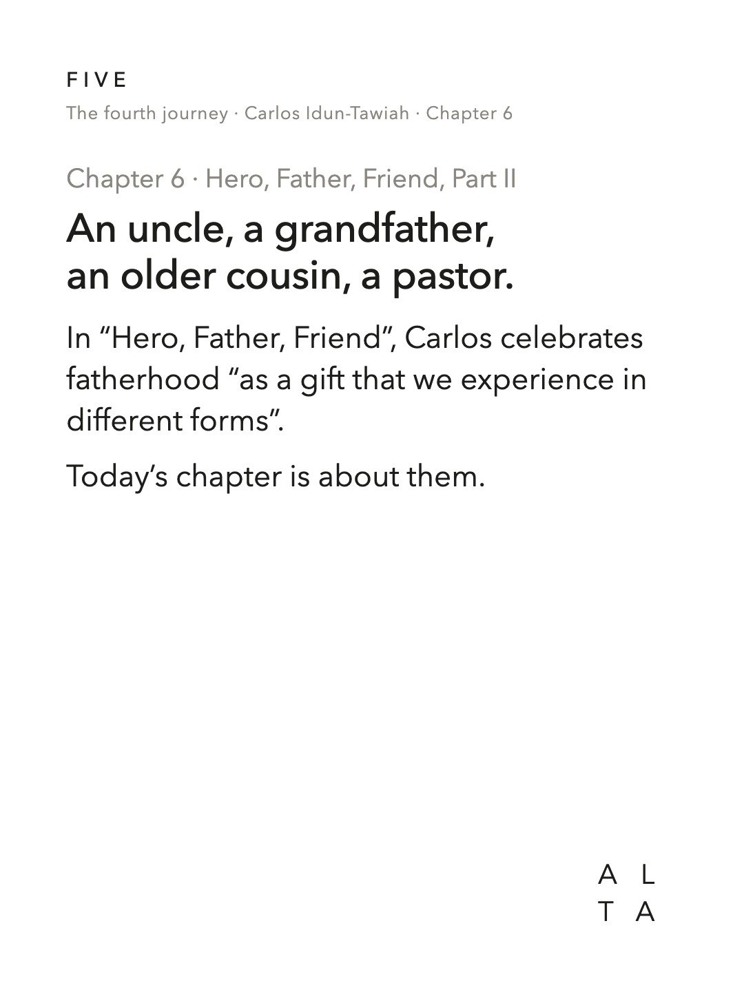 Five, Chapter 6 · Hero, Father, Friend, Part II (2/20)