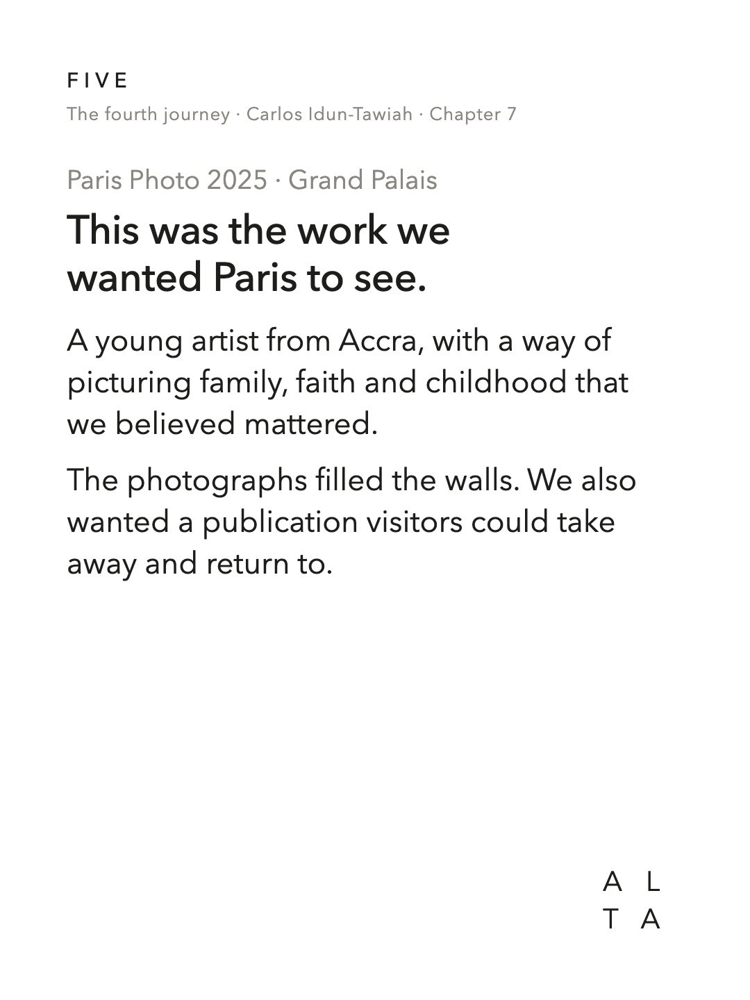Five, Chapter 7 · Paris Photo 2025 (12/18)