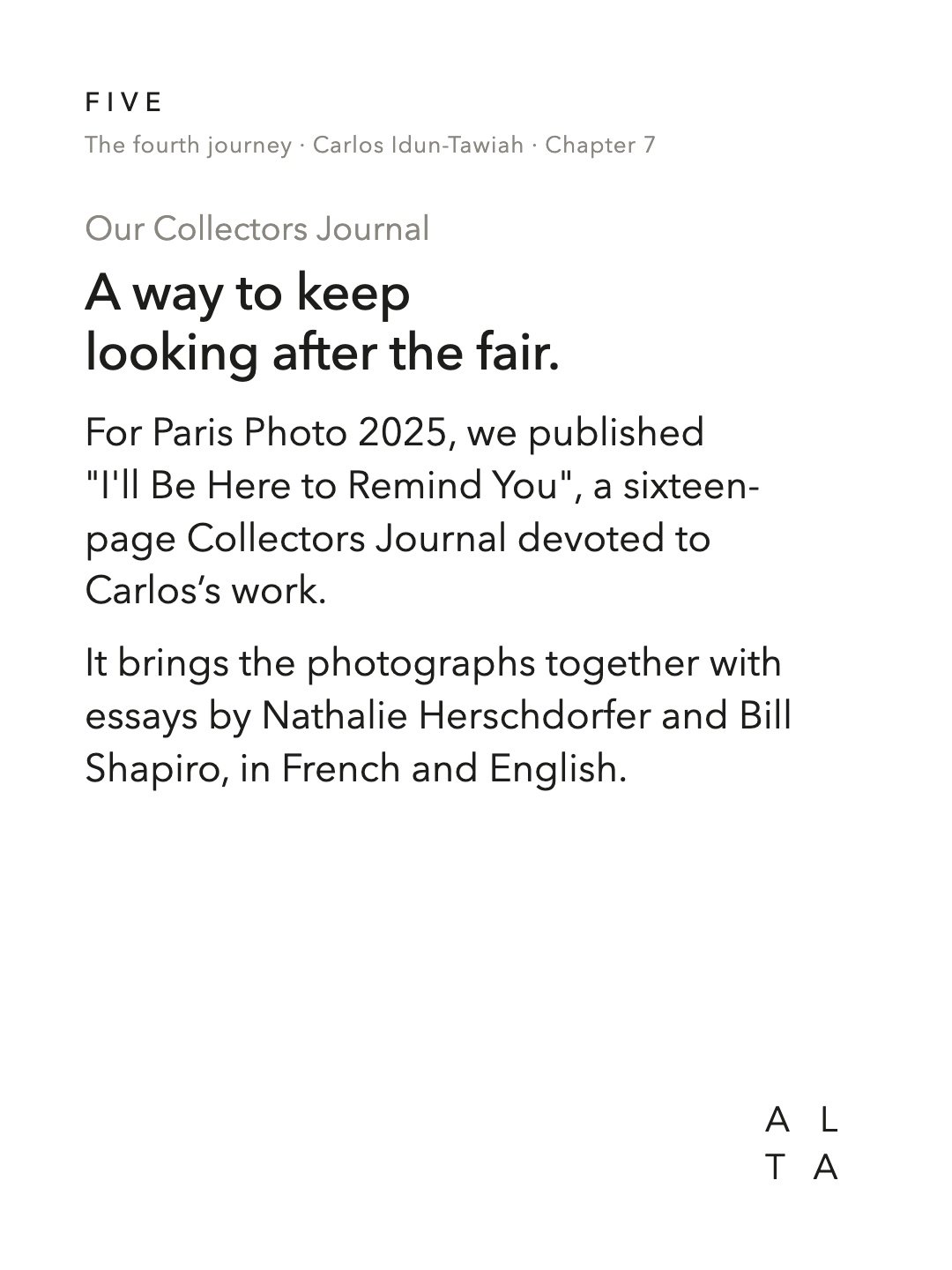 Five, Chapter 7 · Paris Photo 2025 (14/18)