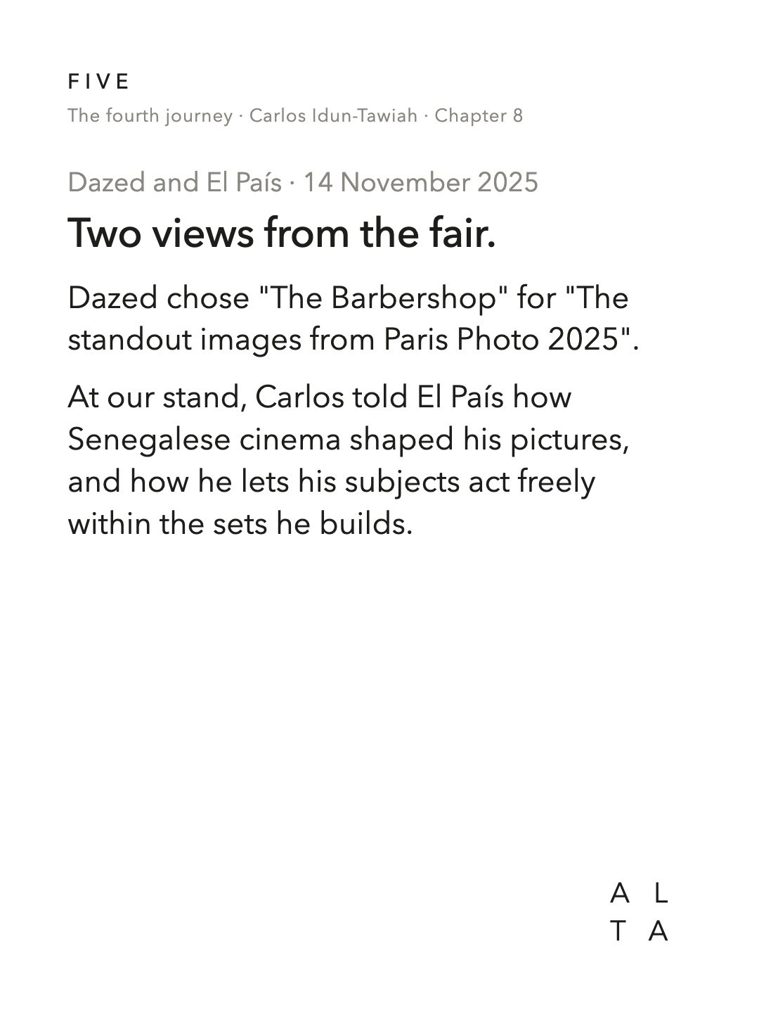 Five, Chapter 8 · The press and the book (8/20)