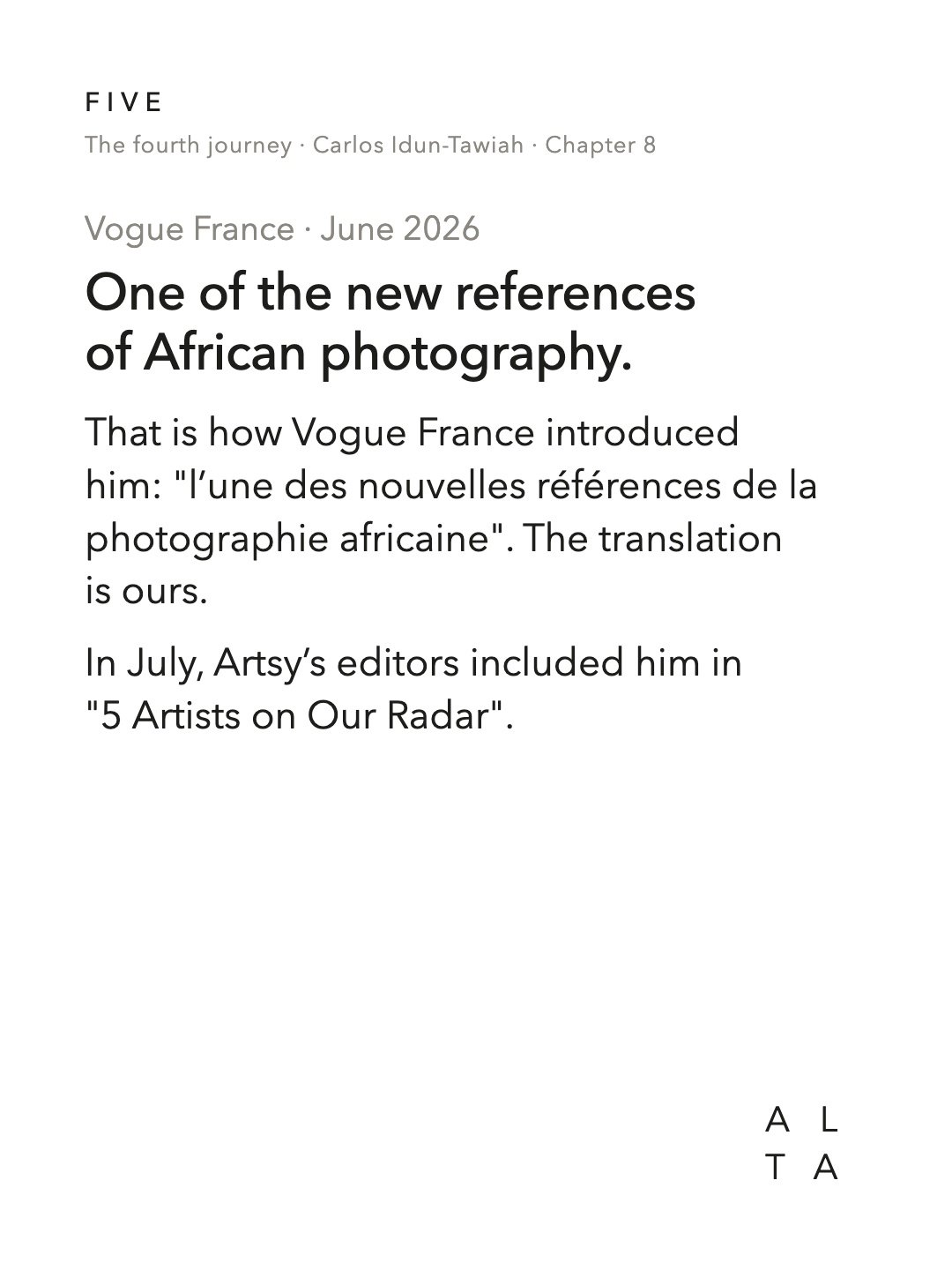 Five, Chapter 8 · The press and the book (18/20)