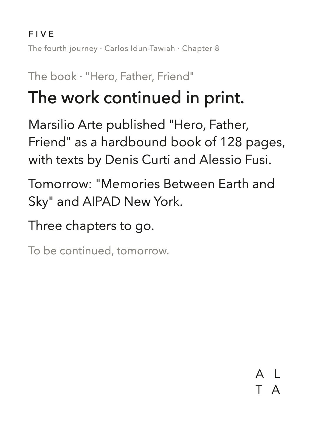 Five, Chapter 8 · The press and the book (20/20)