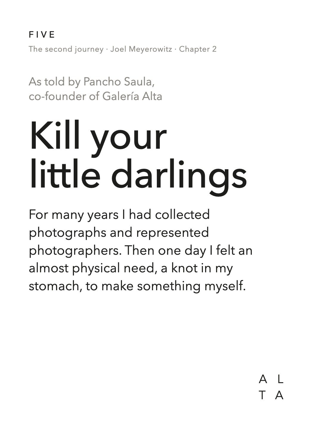 Five, Chapter 2 · Kill your little darlings (2/20)
