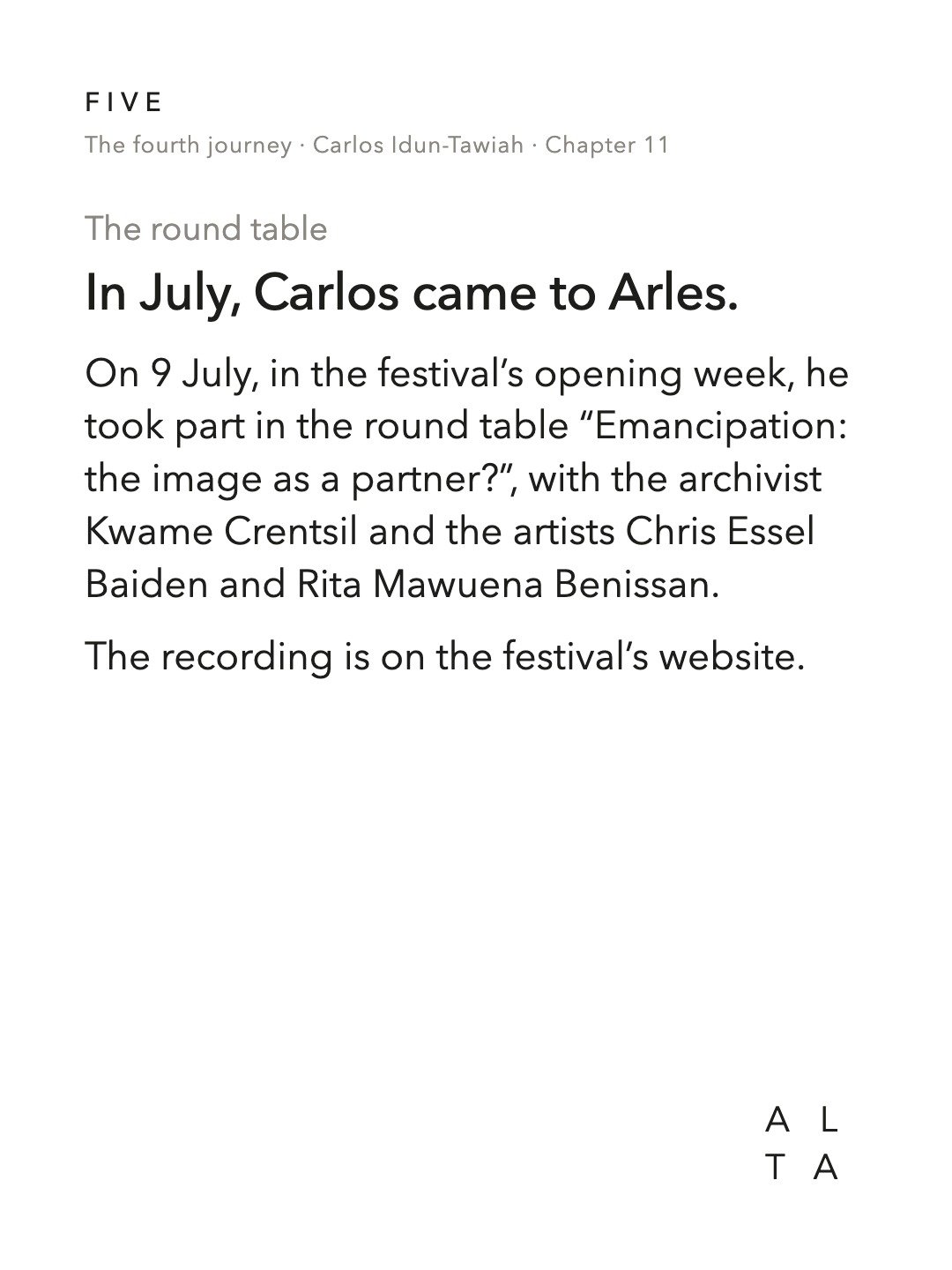 Five, Chapter 11 · Arles (8/10)