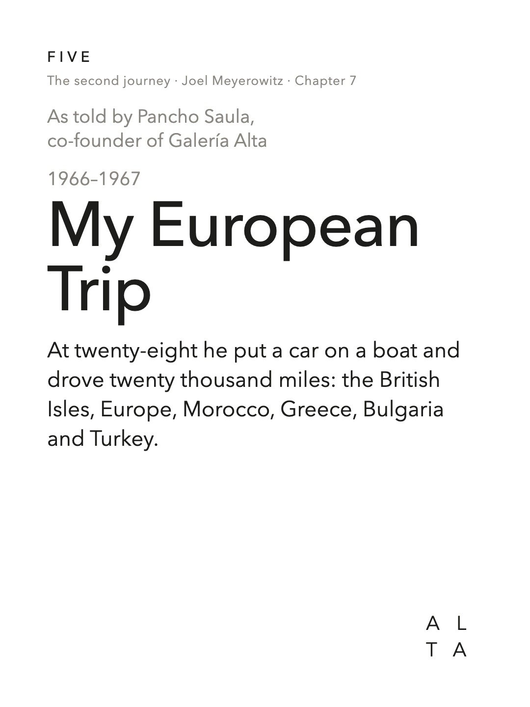 Five, Chapter 7 · My European Trip (3/20)