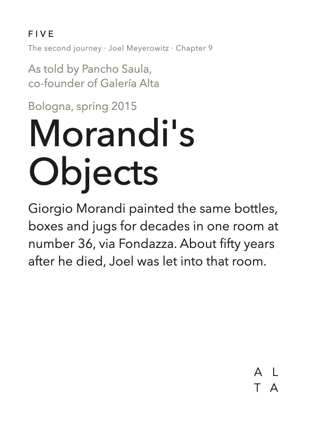 Five, Chapter 9 · Morandi's Objects (2/14)