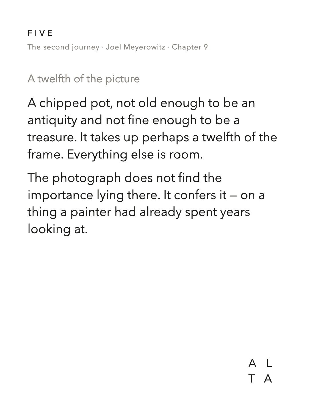 Five, Chapter 9 · Morandi's Objects (8/14)