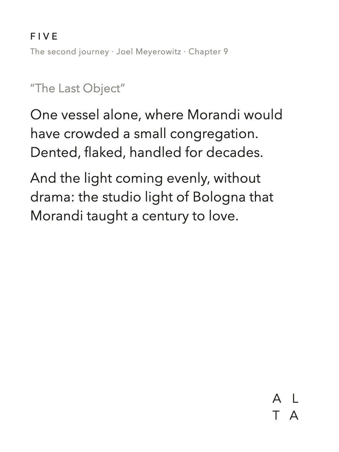 Five, Chapter 9 · Morandi's Objects (12/14)