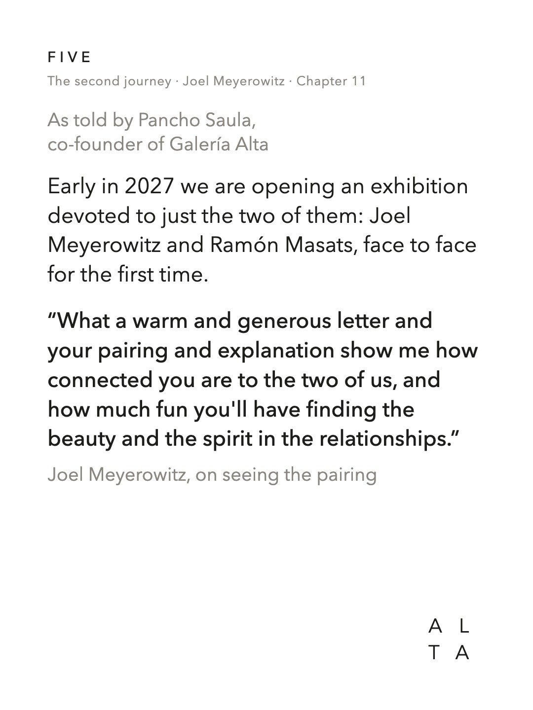 Five, Chapter 11 · Meyerowitz & Masats (2/8)