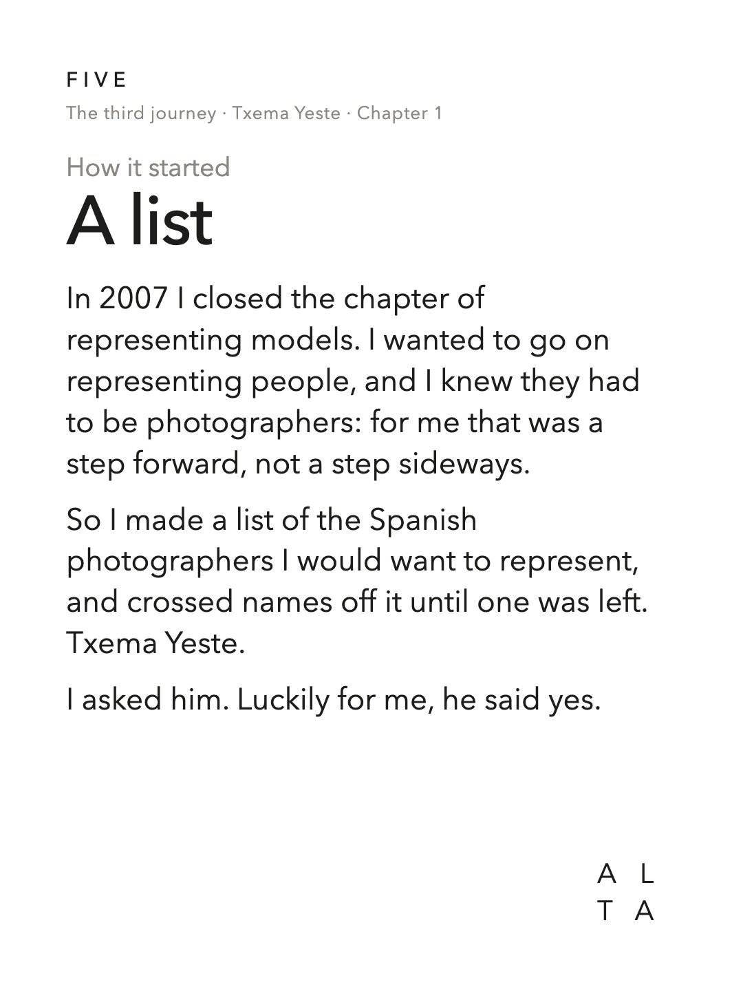Five, Chapter 1 · A list (3/20)