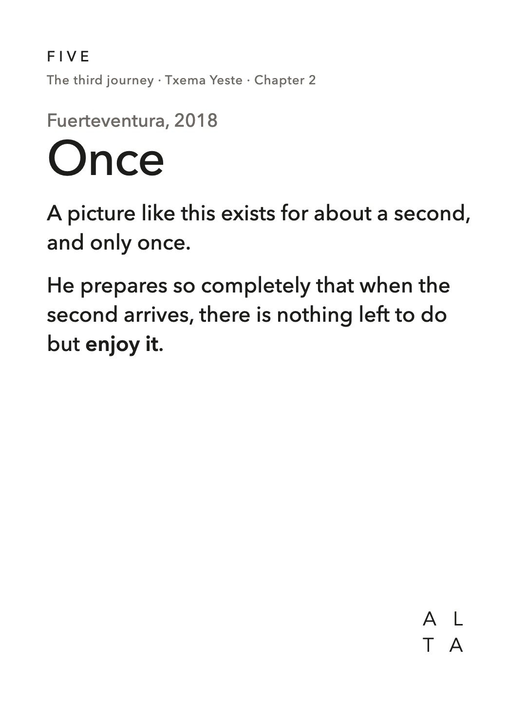 Five, Chapter 2 · The hard part never shows (4/20)