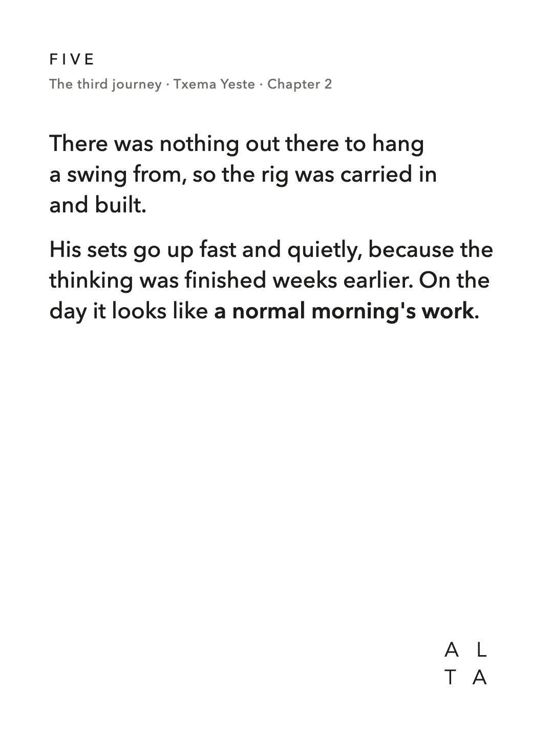 Five, Chapter 2 · The hard part never shows (6/20)