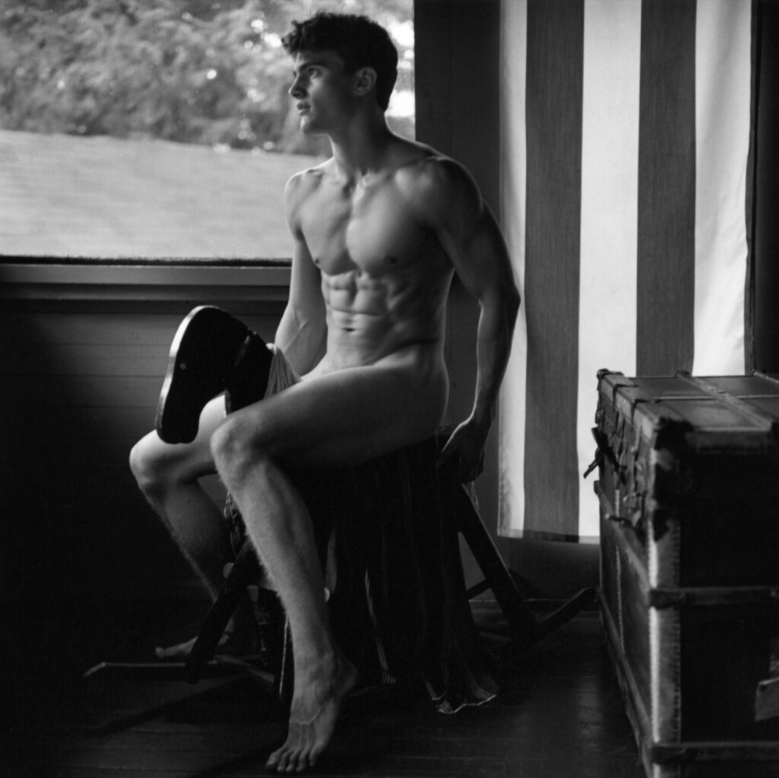 Bruce Weber, Peter Johnson on rocking horse, Camp Longwood, Adirondacks, 1999