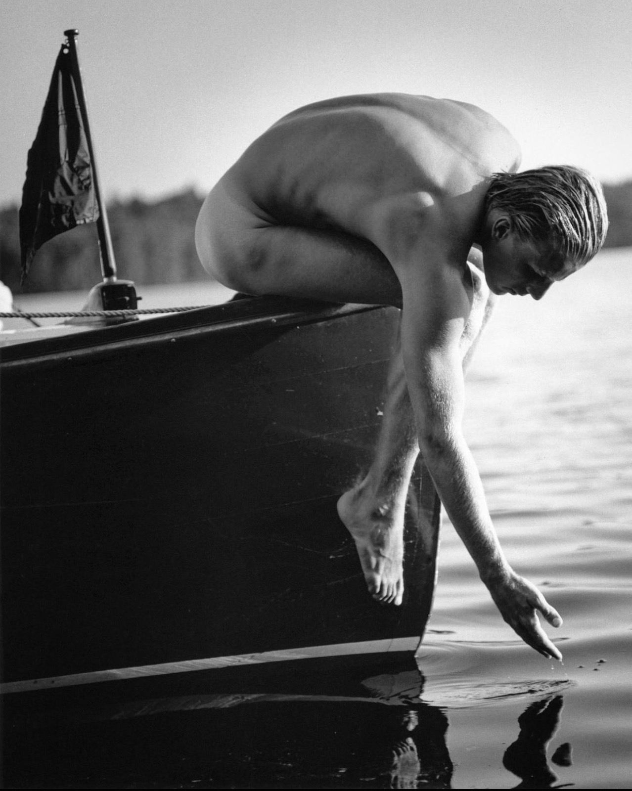Bruce Weber, Tyke on the Work Boat, Lower St. Regis Lake, Adirondacks, NY, 1988