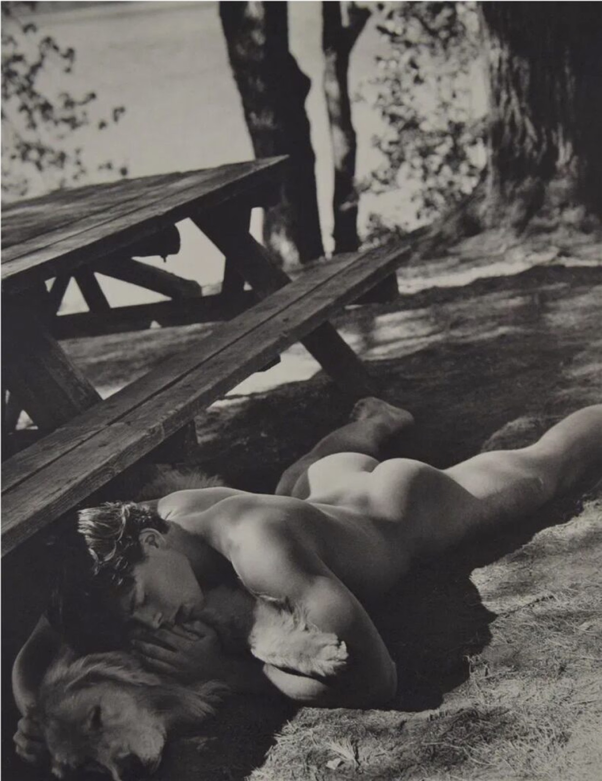 Bruce Weber, Claes and Little Bear at Campground on Bear Pond, Adirondack Park, 1990