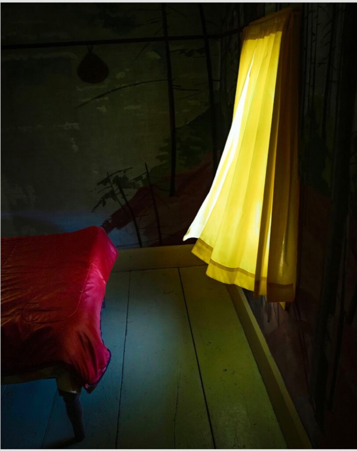 Cig Harvey, Bedroom (Blowing Yellow Curtain), Cushing, Maine, 2023