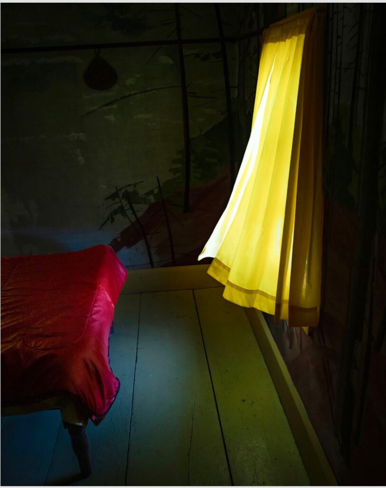 Cig Harvey, Bedroom (Blowing Yellow Curtain), Cushing, Maine, 2023