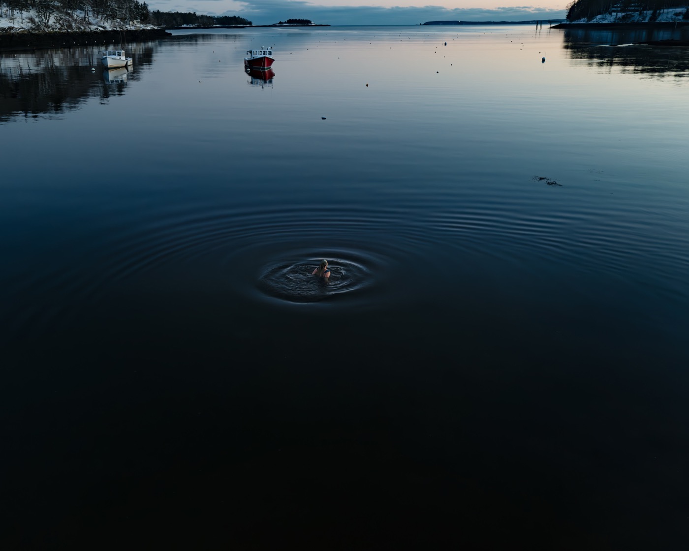 January Swim, Rockport Harbor