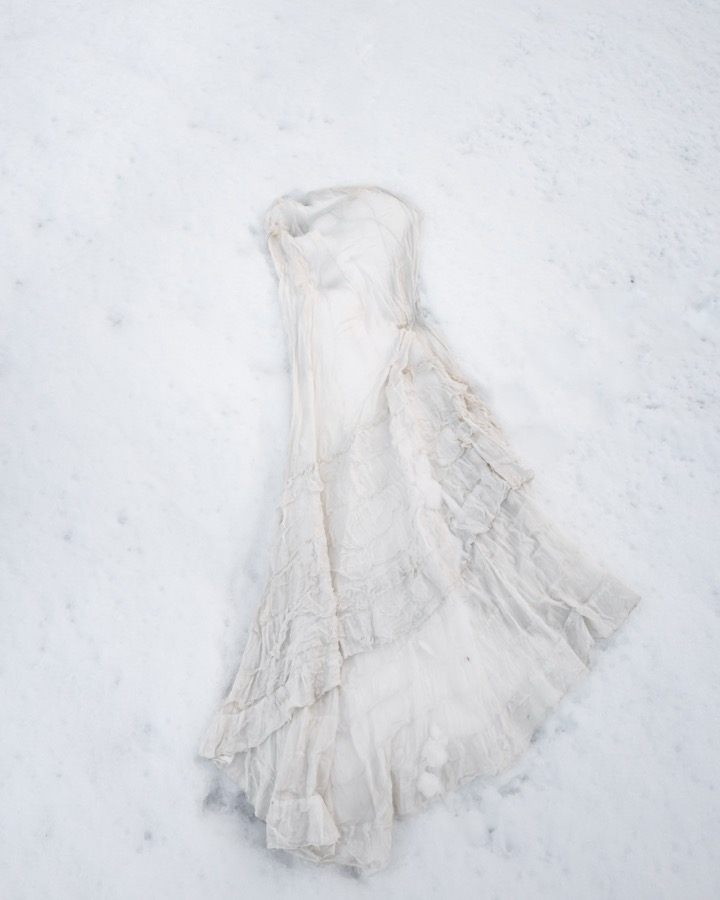 Cig Harvey, Frozen White Dress with Deer tracks, 2026
