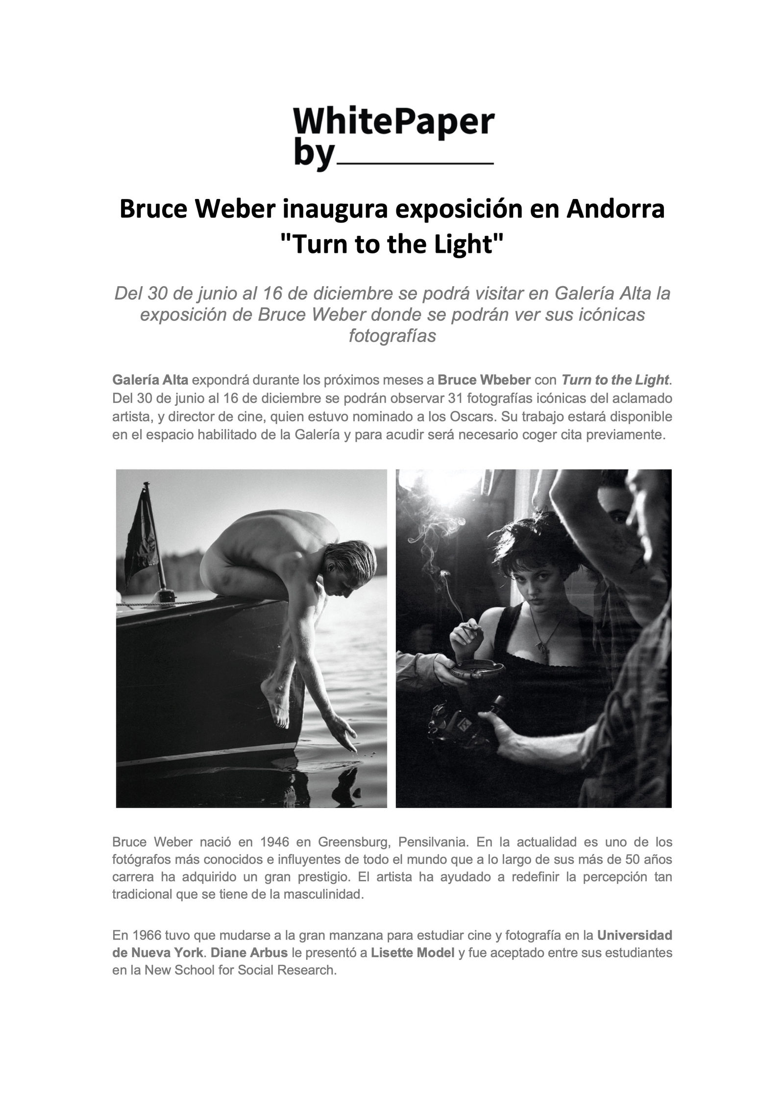 Bruce Weber : Turn to the Light