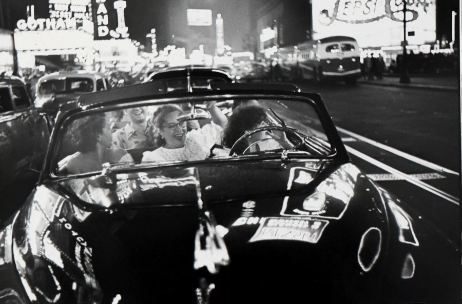 Louis Faurer, Untitled, NYC, (three girls in black car - joyride), 1950