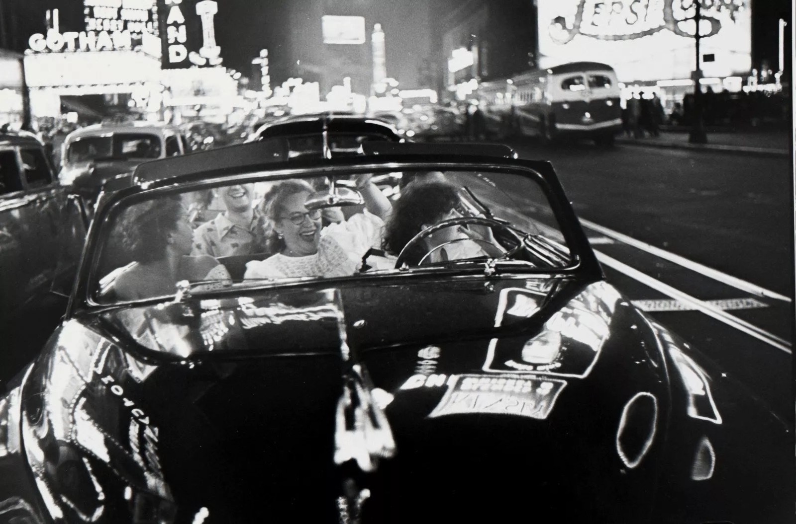 Louis Faurer, Untitled, NYC, (three girls in black car - joyride), 1950