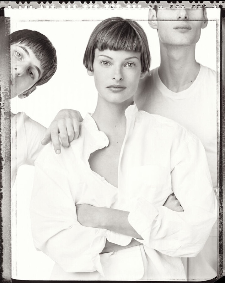 Steven Meisel, Linda Evangelista, Ian Hundley, and Marc Hundley, New York, 1993