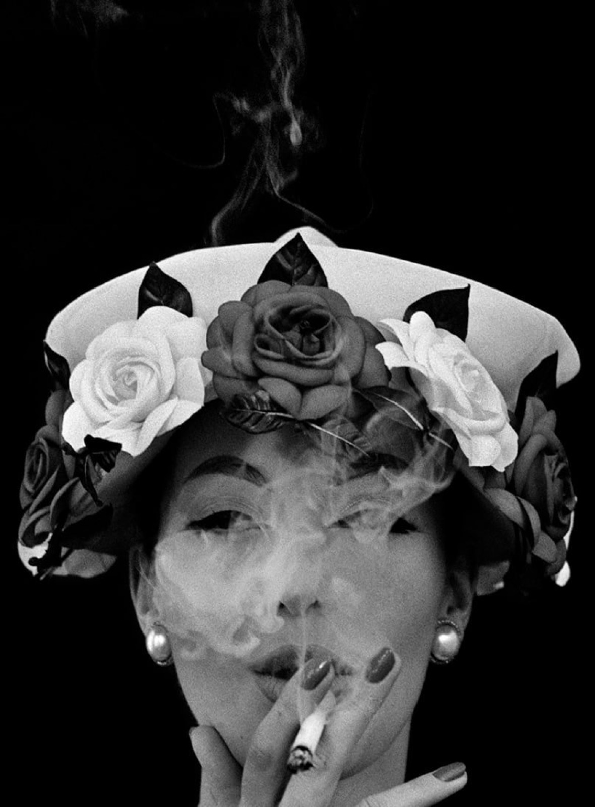 William Klein, Hat and Five Roses, Paris (Vogue), 1956